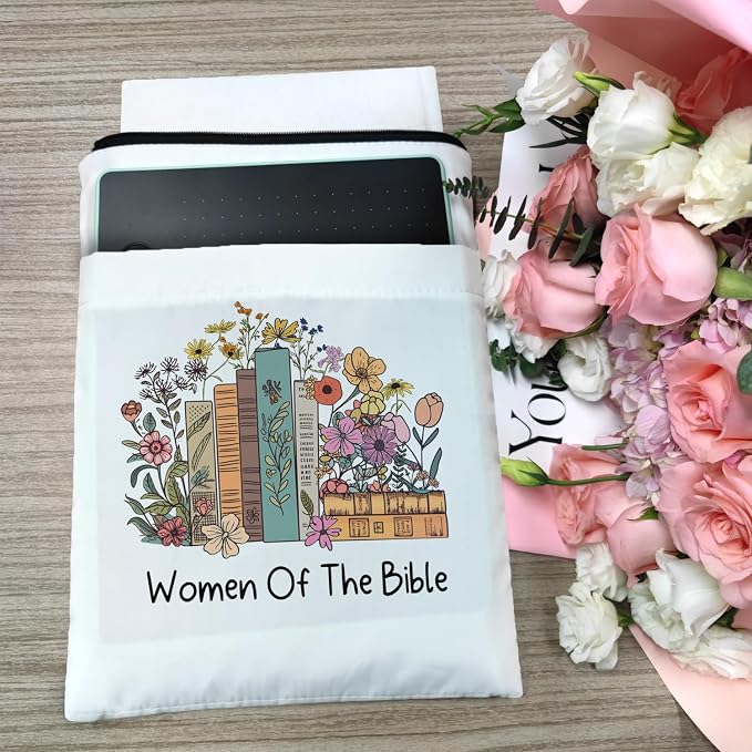 Love in Faith, Print Christian Book Sleeve, Book Covers for Paperback, Book Lover Gifts, Bookish Gift, Inspirational Quote Book Pouch for Girl Women 11.4 x 9.05 Inch-Women of The Bible Book Sleeves