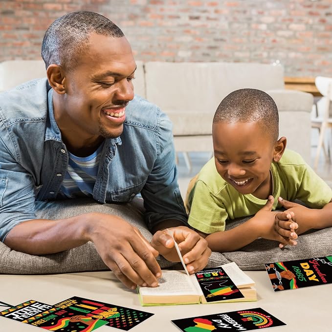 Haooryx Juneteenth Bookmarks - 120Pcs 1865 Juneteenth Bookmarks with Ribbon Celebration June 19 Freedom Day Book Marks for Africa Americans Independence Day Classroom Inspirational Handouts Supplies