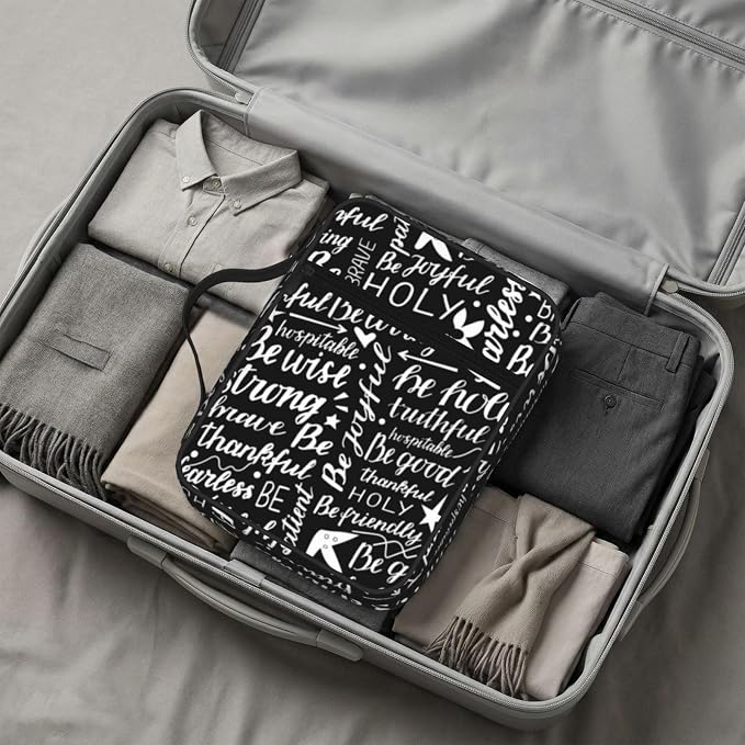Christian Religion Bible Verses Black and White Bible Cover Case Carrying Book Protector Case Bible Study Supplies Accessories Holder Case Christian Gift for Women Men