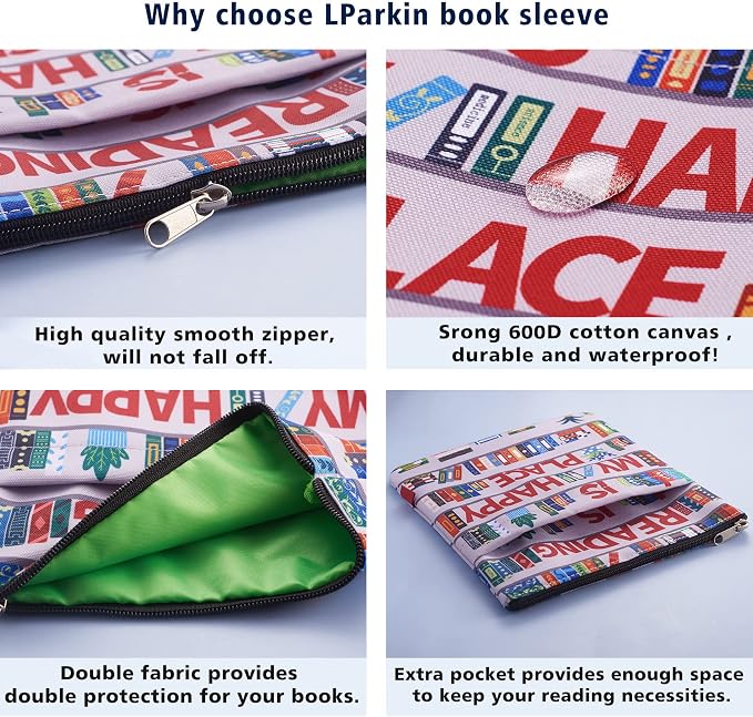 Book Sleeve for Book Lovers, Bookish Book Protector, Book Covers for Paperbacks, Washable Fabric, Book Sleeves with Zipper, Medium 11 Inch X 8.7 Inch