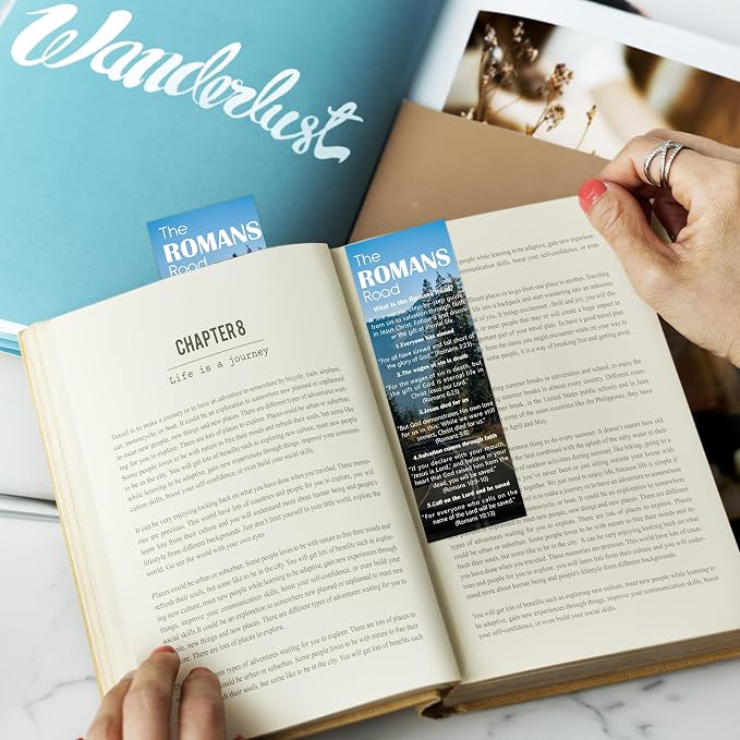 100 Pcs Romans Road to Salvation Bookmarks, Christian Bible Verse Book Markers Page Clips, Inspirational Bookish Gifts for Women Students Book Lovers