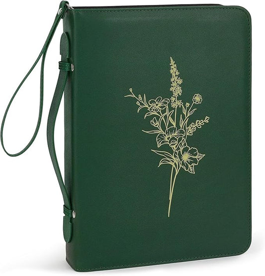 Bible Cover Case for Women and Men, PU Leather Bible Bag Bible Study Supplies Accessories with Detachable Wrist Strap