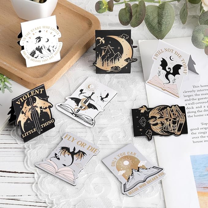 Dragon Magnetic Bookmark Gift - 8 PCs Fantasy Cool Unique Funny Book Mark Magnets Page Markers for Reading Women Men Kids Novel Fans Book Lovers Students Birthday Graduation School