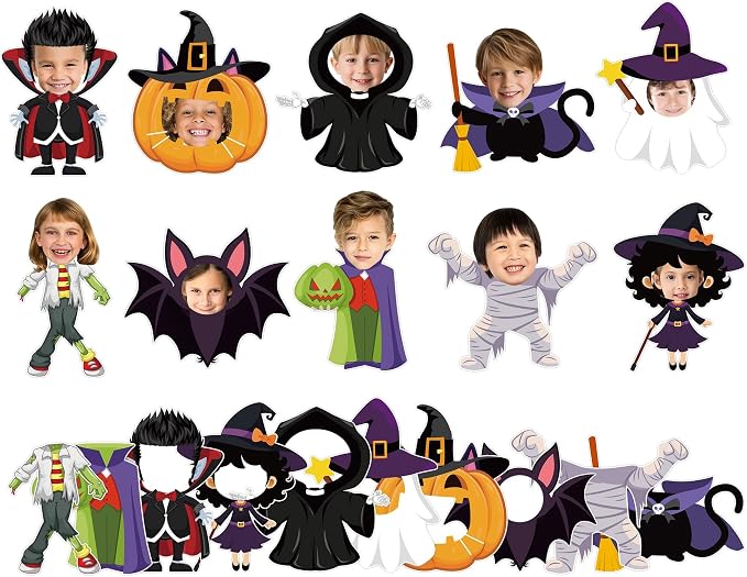 gisgfim 80Pcs Halloween Cutouts Boo Ghost Decorations Bulletin Board Halloween Pumpkin Paper Cut-Outs Classroom Decor for Boy Girl DIY Craft Photo Wall Kindergarten Preschool Party Favor Supply