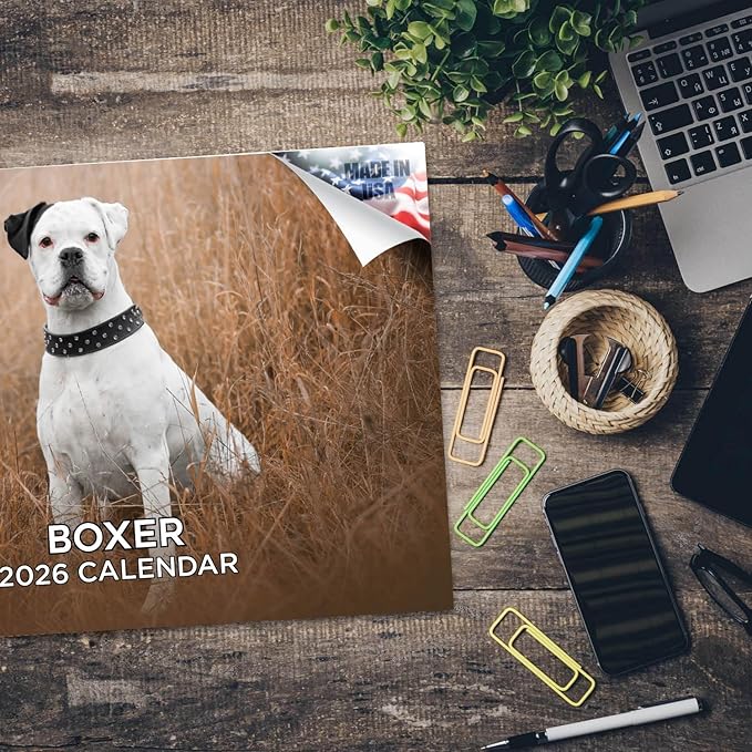 2025 2026 Boxer Calendar - Dog Breed Monthly Wall Calendar - 12" x 18" Open - Thick No-Bleed Paper - Giftable - Academic Teacher's Planner Calendar Organizing & Planning - Made in USA