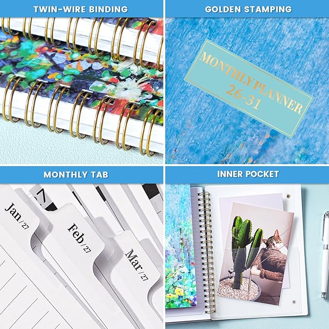 2026-2031 Monthly Planner - JUL 2026 - JUN 2031, 8.5" x 6.4", 5 Year Monthly Calendar 2026-2031, 60-Month Planner with Tabs, Inner Pocket, Golden Stamping