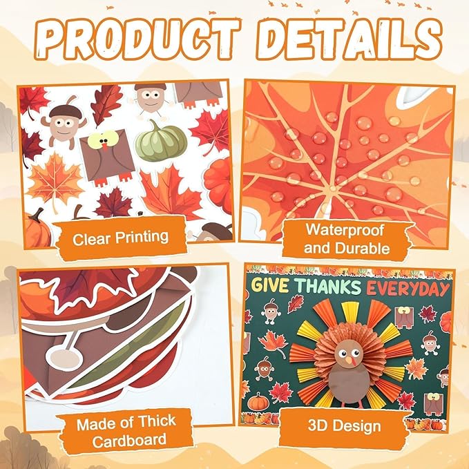 Thanksgiving Turkey Bulletin Board Set Autumn Turkey Bulletin Board Classroom Decoration Fall Maple Leaf Give Thanks Everyday Cutouts for Fall Thanksgiving Classroom School Wall Decor