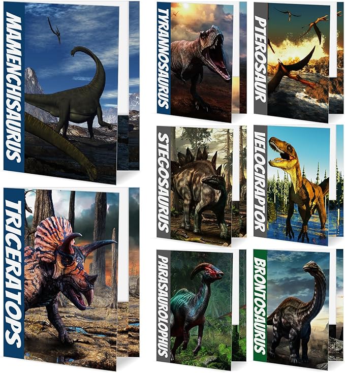 16PCS Dinosaur File Folders for Kids Pocket Folders for School Documents Folder Binder with 2 Pockets File Folders Decorative Office Products Letter Size
