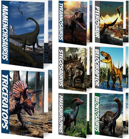 16PCS Dinosaur File Folders for Kids Pocket Folders for School Documents Folder Binder with 2 Pockets File Folders Decorative Office Products Letter Size