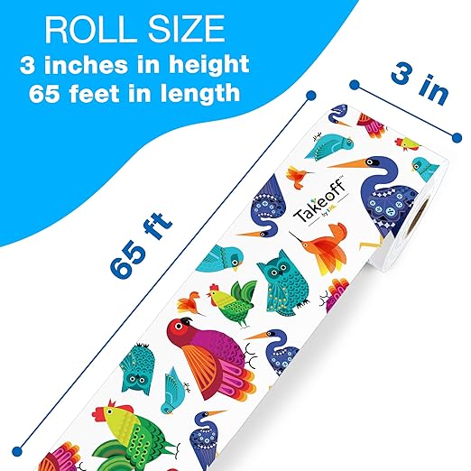 IXL Takeoff 65Ft of Feathered Friends Bulletin Board Borders, 1 Roll of Colorful Trim with Bird Accents for Rolling Whiteboard, Cork and Posterboard, Party, Office Decorations, and Classroom Decor
