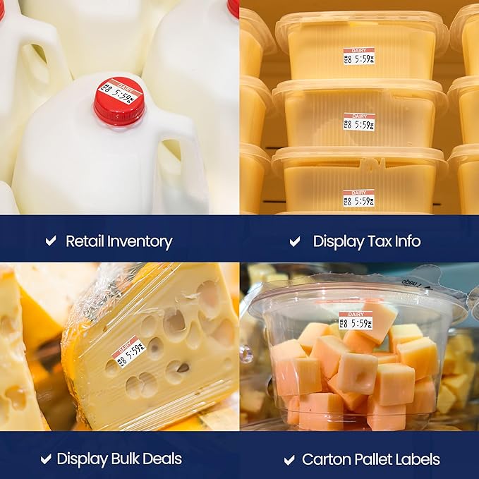 Monarch 1131 Orange Reverse Print on White Dairy Labels — 8 Rolls, 1 Sleeve, 20,000 Labels for Monarch 1131 Price & Date Guns—with Tamper-Proof Design for Marking Milk, Cheese, Yogurt, Butter—USA Made