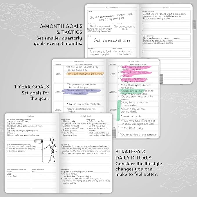 Legend Planner – Undated Weekly & Monthly Life Planner to Hit Your Goals & Live Happier, Organizer Notebook & Productivity Journal, A5 (White, Gold)