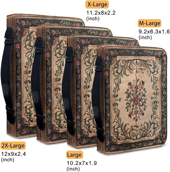 Classics Bible Case for Women Vintage Bible Cover Bags Floral Pattern with Handle Bible Cover Bag Bible Study Supplies Accessories Christian Gifts for Women-Size：L