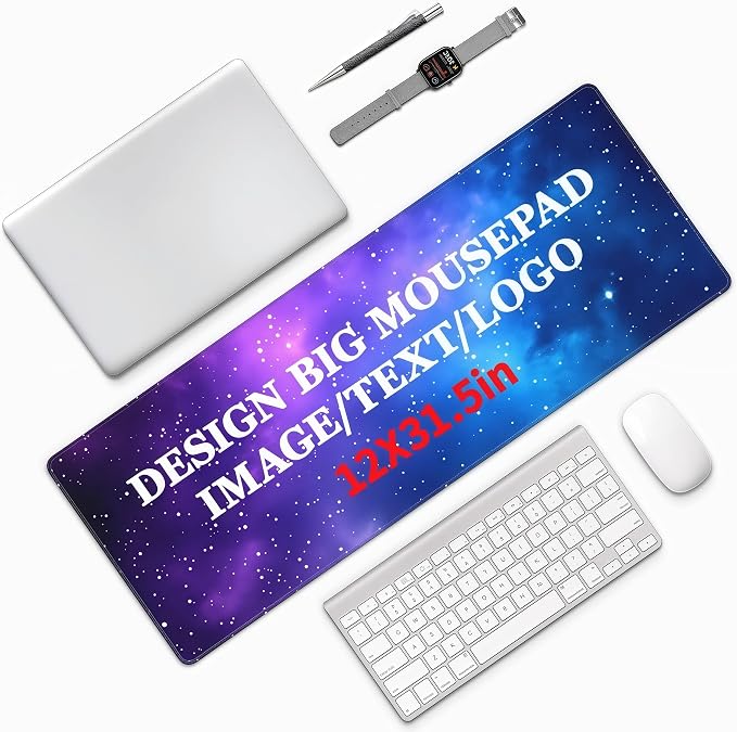 Custom 12" X 31.5" Desk Mat with Photo Logo Text, Personalized Mouse Pad with Picture, Custom Big Mouse Pads for Desk, Gift for Men Dad Husband on Birthday Anniversary Christmas