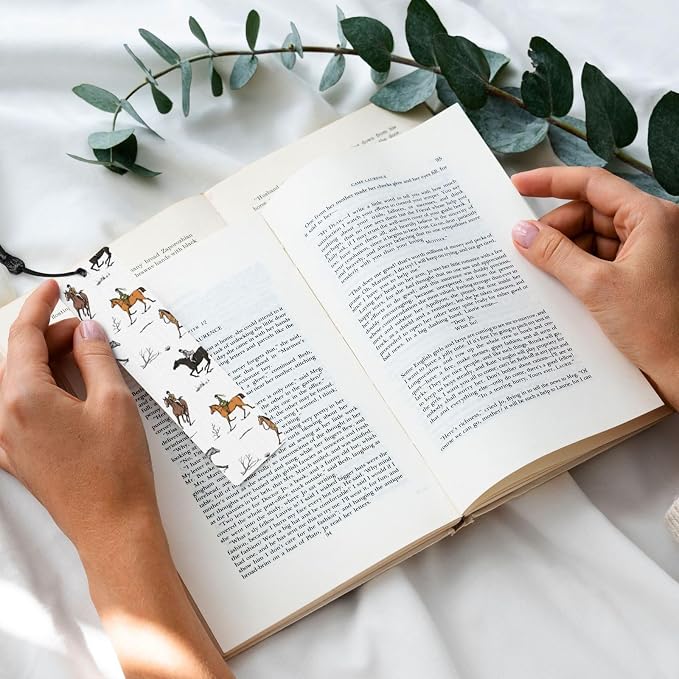 Equestrian Horse 5pcs Wood Bookmarks with Tassel for Planner Reading Book Lovers Accessory Readers Men Women 4.6 X 1.2 Inch