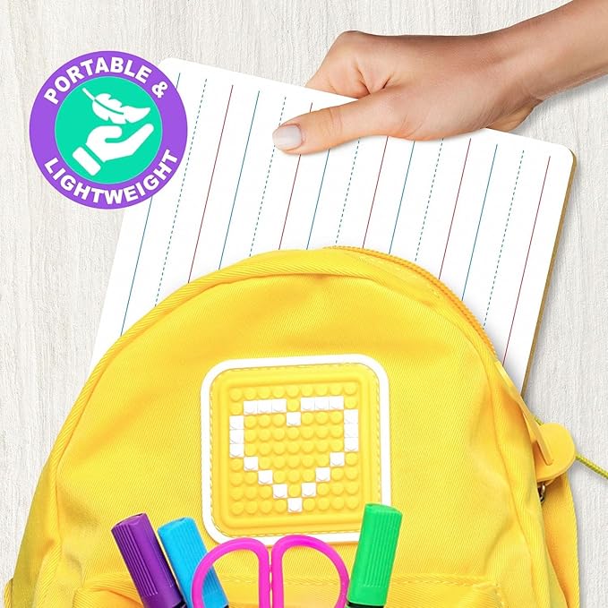 Scribbledo 5 Pack Lined Dry Erase Boards with Markers and Erasers, 9x12 Inch Double Sided White Board with Lines, Lined Dry Erase Boards for Students, Whiteboards with Lines for Classroom, Home