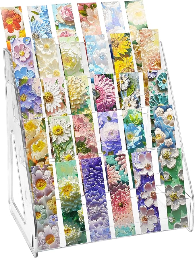 5 Tier Bookmark Display Stand for Vendors, Clear Bookmark Sticker Holder Greeting Card for Business Vendor, Retail Store Shop