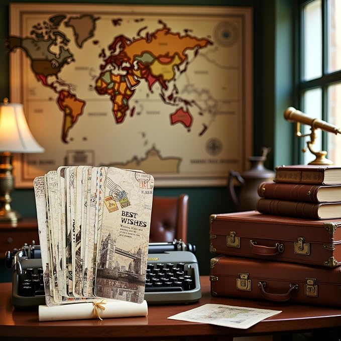 30 Piece Set Vintage European Scenes Retro Old Travel Postcard Bookmarks,Note Pads,Memo Pads Bookmarks Book Covers and Book Accessories