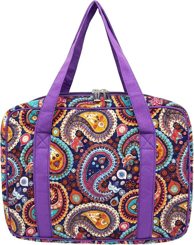 DIWI Quilted Bible Cover Extra Large Sizes 11.25 X 8.25 X 2.75 Inches Bible Tote Good Book Case (XL, C2 Purple Paisley)