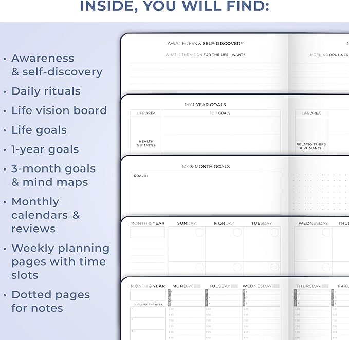 Clever Fox Planner Schedule – Undated Weekly & Monthly Life Planner with Time Slots, Appointment Book & Daily Organizer, A5 (Dark Blue)