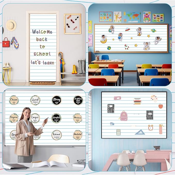 4 Rolls Notebooks Bulletin Board Paper Roll Non-Woven Bulletin Board Background Reusable Waterproof Classroom Poster Fade Resistant Poster for Classroom Decor Wrapping Craft Supplies 15.6In x 12 Ft