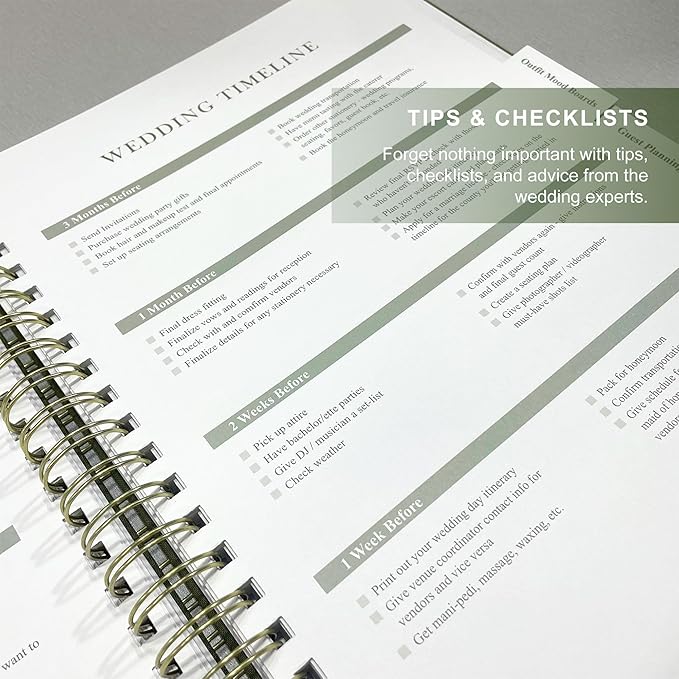 Wedding Planner Book and Organizer for Bride, Elegant Linen Cover Wedding Planning Binder with Checklists, Pockets & Calendars,Perfect Engagement Gifts for Couples