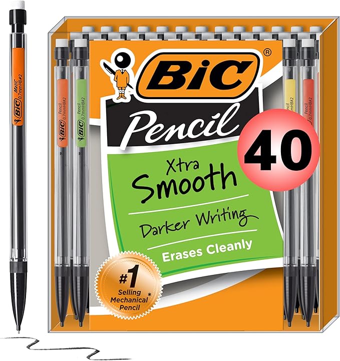 BIC Xtra-Smooth Mechanical Pencil, Medium Point (0.7 mm), 40-Count