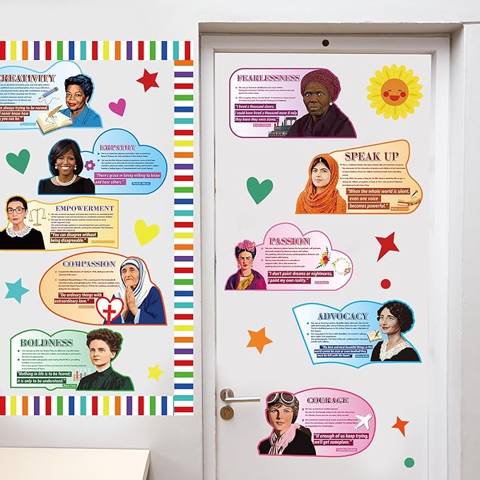 Women in History Bulletin Board Classroom Decorations Women’s History Month Bulletin Board Inspirational Influential Women Cutouts for Teacher School Office Craft Home Wall Door Chalkboard Decor