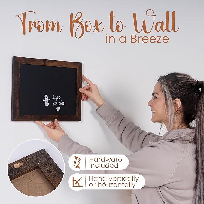 Loddie Doddie Magnetic Chalkboard - 11" x 14", Rustic Frame - Stain-Resistant Chalkboard Calendar - Magnetic Board for Wall Display - Wall-Mount Organizer & Menu Board for Kitchen