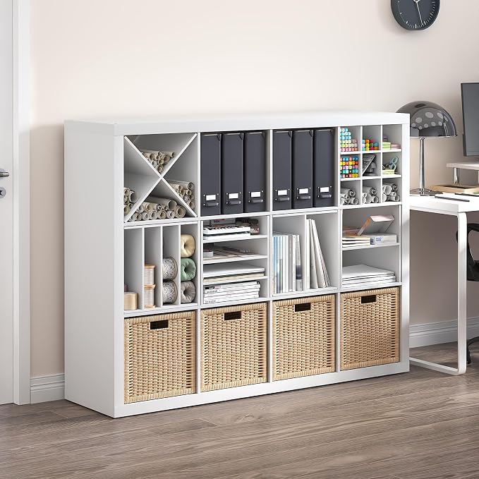 Furinno Cubicle Cube Insert, 9-Compartment Cube Organizer, Geometric Shelf Accessory, Fits into Furinno Triple Thick Cubes, IKEA Kallax, for Organizers and Storage, White