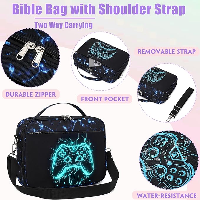 Jumpopack Bible Cover Case for Men Boys Grils Bible Case for Study Accessories-Ideal Gift for Men and Boys (Luminous Game Parttern)