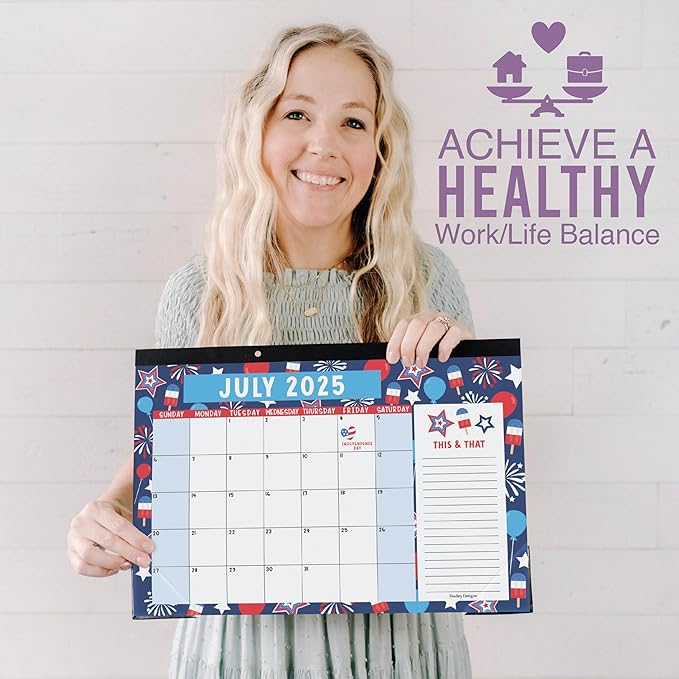 Hadley Designs Large Desk Calendar 2025-2026 - Desktop Calendar 2025, 18-Month Desk Calendars for Home, Office & Classroom, Cute Kraft Classroom Must Haves, Gifts for Coworkers, Teachers & Students