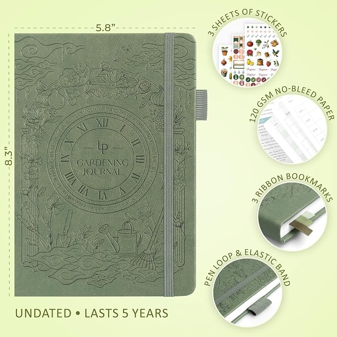 Legend Gardening Journal – 5-Year Garden Journal Planner & Log Book with Gardening Calendar & Plant Logs – Hardcover Garden Planner (Cypress)