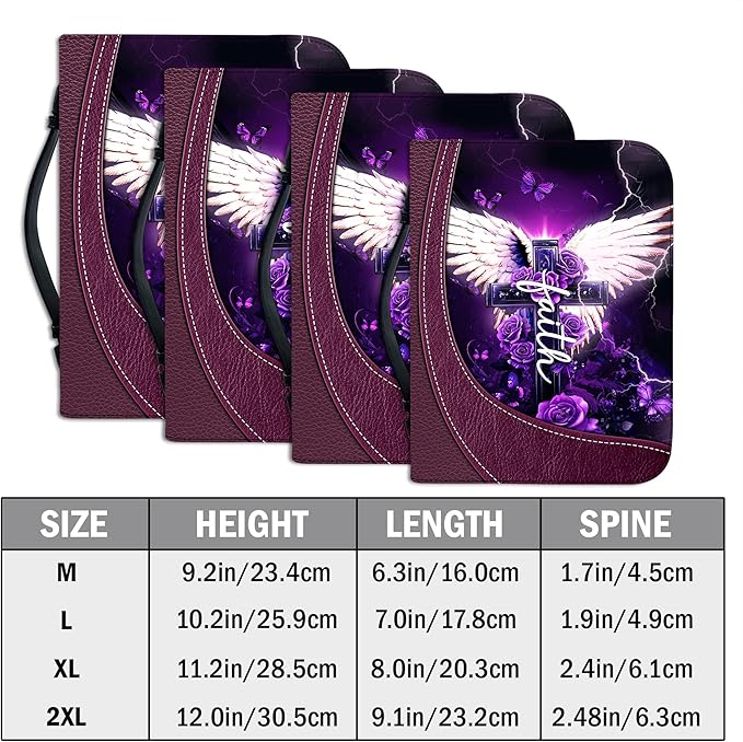 Personalized Bible Cover for Men, Christian Bible Case PU Leather, Jeus Bags Religious Appreciation Gifts for Women Girls Daughter Christian with Handle Zipper (BIBLE-08, M-2XL)