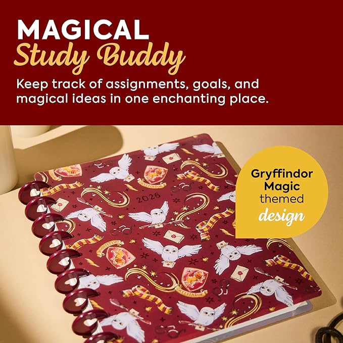 Happy Planner Harry Potter Disc-Bound 12-Month January–December 2026 Planner, Classic Size, Vertical Layout, Gryffindor Magic