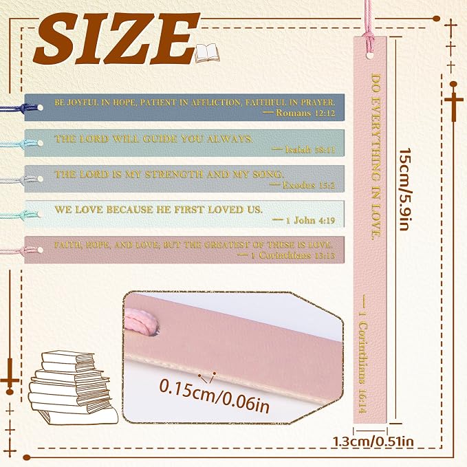 10PCS Leather Bookmark Bible Bookmarks for Reading Women Men Book Lovers Christian Gifts,Cute Page Markers Book Marks Religious Christian Bookmarks Inspirational Bible Verse Scripture (Colorful-1)