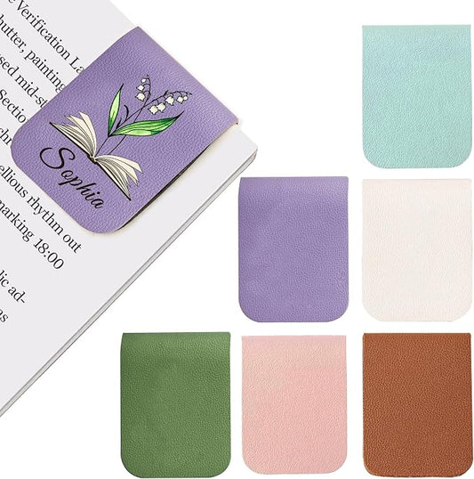 EDSG 2PCS Personalized Magnetic Bookmarks, Custom Bookmark Clip with Birth Flower & Name, Bookmarks for Book Lovers, Readers, Women, Men, Christmas, Birthday, Graduation (Style-2, 2PCS)