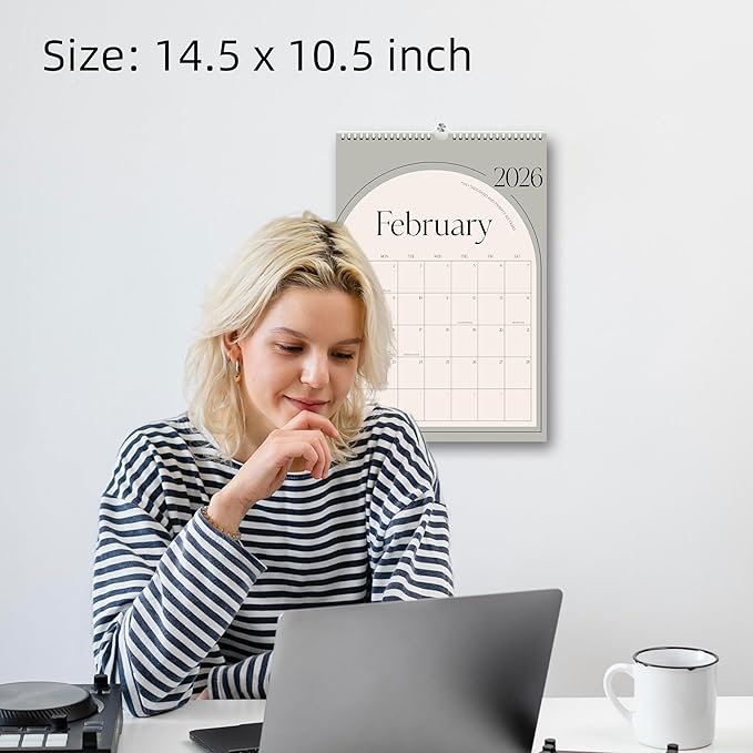 Aesthetic Wall Calendar 2026, 18 Monthly Vertical Calendar January 2026 to June 2027, 15" x 10" Modern Wall Hanging Calendar for School, Home, Office for Monthly Organizing & Planning (Green Vertical)
