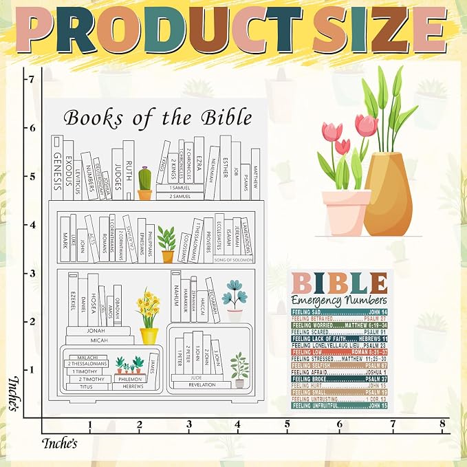 Kosiz 24 Pcs Books of The Bible Stickers Emergency Numbers Sticker Christian Bible Reading Tracker Book Shelf for Women Men Journaling Scripture Study(Bright Style)