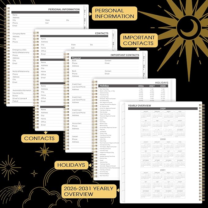 2026-2031 Monthly Planner/Calendar - 5 Year Monthly Planner 2026-2031 from Jul. 2026 - Jun. 2031, 9" x 11", 60 Months Calendar, Large 5 Year Planning with Tabs, Double-Side Pocket, Holidays