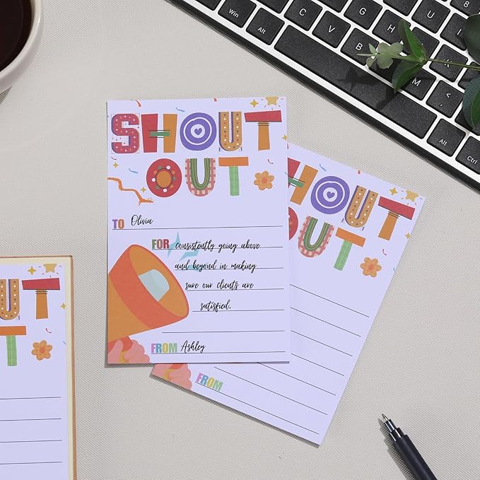 200 Count Shout Out Cards for Employees,Office Staff,4×6 Inch Encouragement Card for Teachers and Students-Appreciation and Recognition RewardCard for School or Work Bulletin Board
