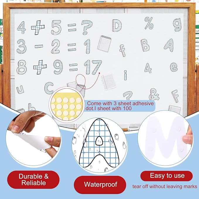 221 Pcs Lined Notebook Bulletin Board Letters, Round Alphabet Number Punctuation Symbol Combo Letter Cutouts, Composition Classroom Decor for Summer School Chalkboard Whiteboard Poster Wall