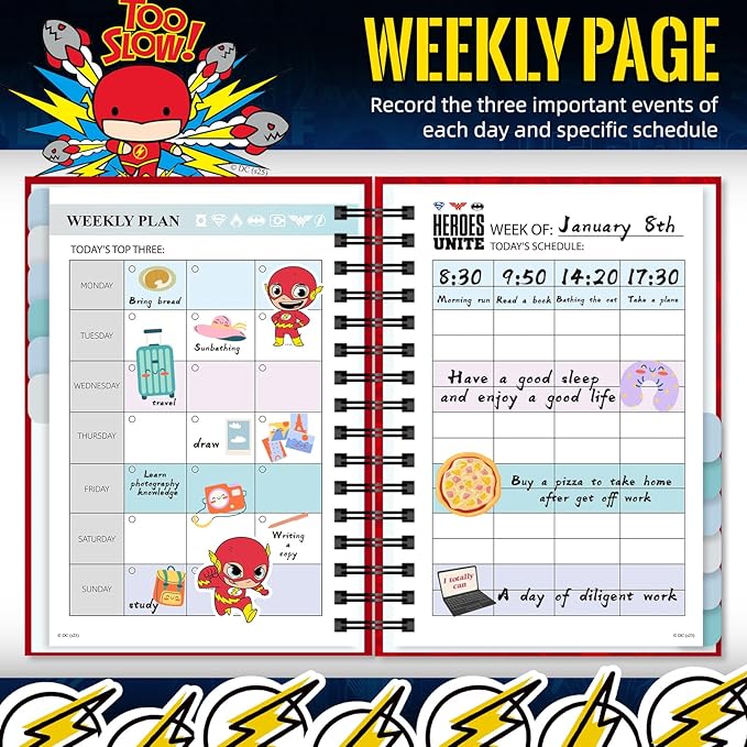 2026 Planner Weekly and Monthly, Superhero Spiral Planner 2026-2027, At a Glance Weekly Planner 2026, Calendar Hardcover Notebook for Office School Organizer Supplies (Plan E)