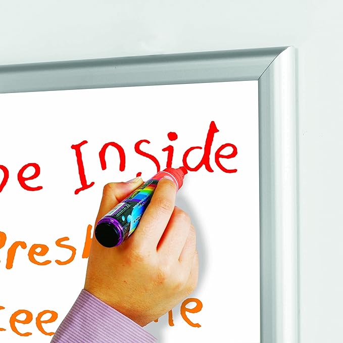 M&T Displays Write On Board Dry Wipe Erase 16x22 Inches Wall Mounting Self Adhesive Reusable White Surface Bulletin Boards Silver Aluminum Frame for Home Kitchen Classroom Office Commercial use