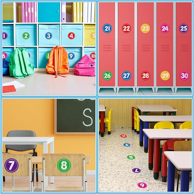 WhatSign 36PCS Number Markers - Line up Spots Dots Floor Decals for Classroom & Kindergarten