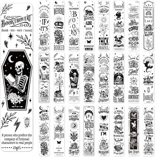 Funny UV DTF Bookmark Wraps - 24 Sheets Reading Enthusiast Acrylic Bookmark Blank Uvdtf Decals, Fun Floral Dragon Skull Transfer Stickers for Bookmarks Craft Decorations Gift for Women