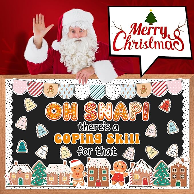 Christmas Gingerbread Skill Bulletin Board Gingerbread Man House Paper Cutouts Xmas Bulletin Board Decorations for School Classroom Home Chalkboard Wall Door Décor Christmas Holiday Party Supplies