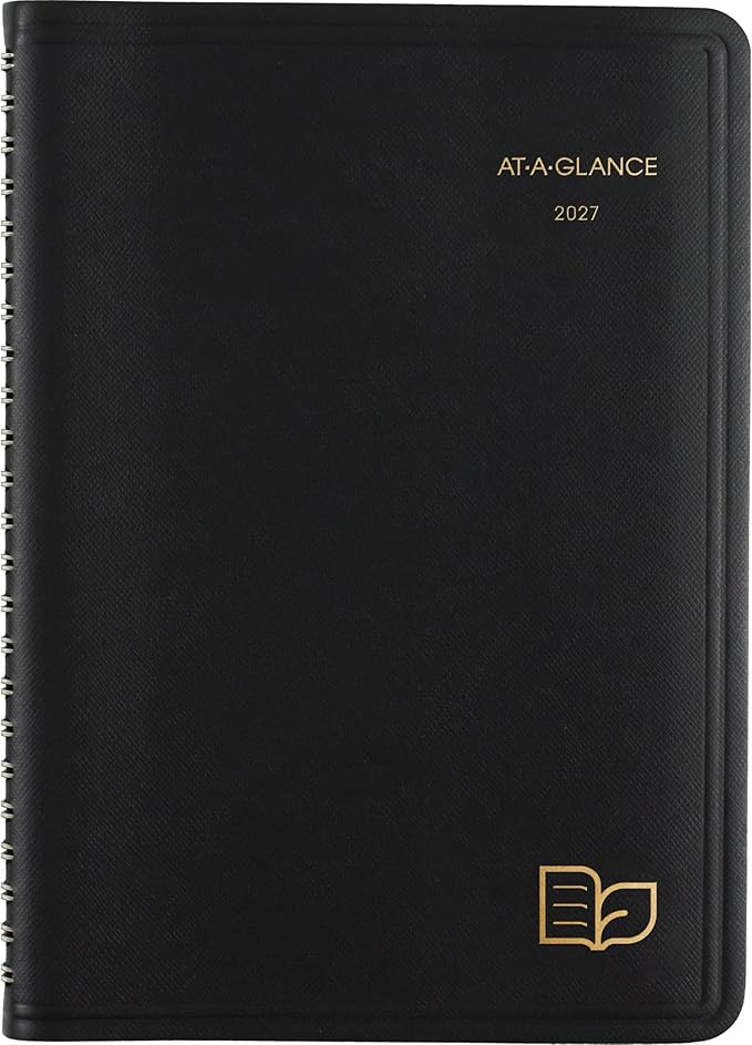 AT-A-Glance 2027 Appointment Book Planner, Weekly & Monthly, 5" x 8", Hourly, Recycled, Black (70100G0527)
