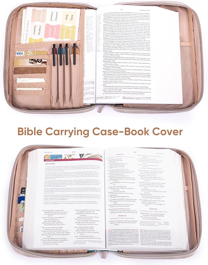 Large PU Leather Bible Cover for Men, Women Packed in Gift Box - Bible Carrying Case Debossed Bible Case - Bible Carrier - Bible Bag with Pocket for Bible Study Suppliers, Bible Gift for Book Lovers