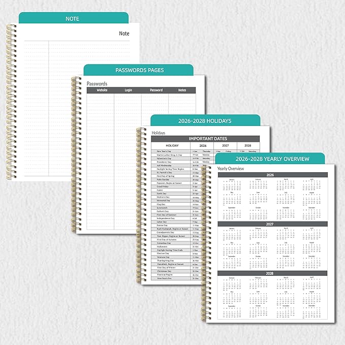 2026-2028 Monthly Planner, 2 Year Monthly Planner/Calendar 2026-208, Jul 2026 – Jun 2028, 9" x 11", Tabs, Double-Side Pocket, Holidays, Thick Paper - Dark Green